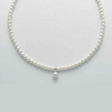 COLLANA DI PERLE MILUNA E DIAMANTE Con Chiusura ORO BIANCO 18 KT PCL5528 - 1