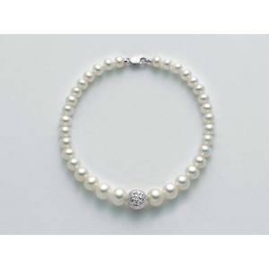 BRACCIALE DI PERLE MILUNA Con SFERA DIAMANTATA Chiusura In ORO BIANCO 18 KT PBR2303B - 1