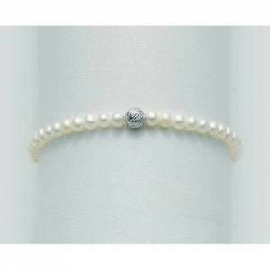 BRACCIALE DI PERLE MILUNA Con SFERA DIAMANTATA Con Chiusura In ORO BIANCO 9 KT PBR1563X - 1