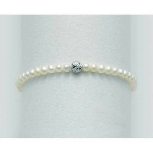 BRACCIALE DI PERLE MILUNA Con SFERA DIAMANTATA Con Chiusura In ORO BIANCO 9 KT PBR1563X - 1