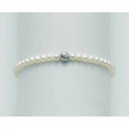 BRACCIALE DI PERLE MILUNA Con SFERA DIAMANTATA Con Chiusura In ORO BIANCO 9 KT PBR1563X - 1