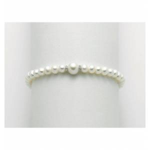BRACCIALE DI PERLE MILUNA E DIAMANTI Con Chiusura In ORO BIANCO 18 KT PBR3073V - 1
