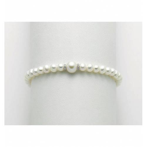 BRACCIALE DI PERLE MILUNA E DIAMANTI Con Chiusura In ORO BIANCO 18 KT PBR3073V - 1