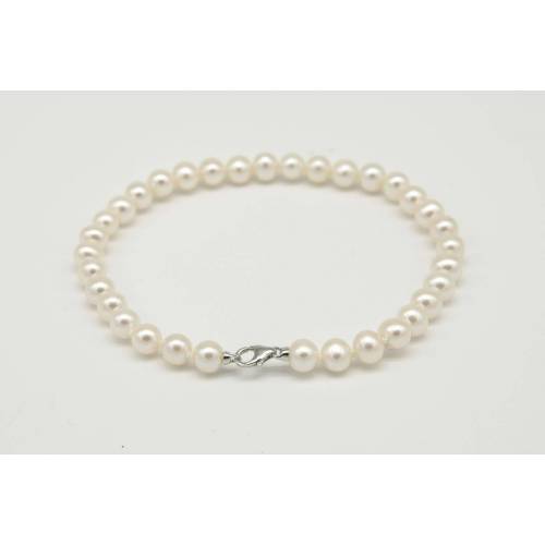 BRACCIALE DI PERLE ACQUA SALATA MILUNA Con Chiusura In ORO BIANCO 18 KT 1MPS657_18NLB94 - 1