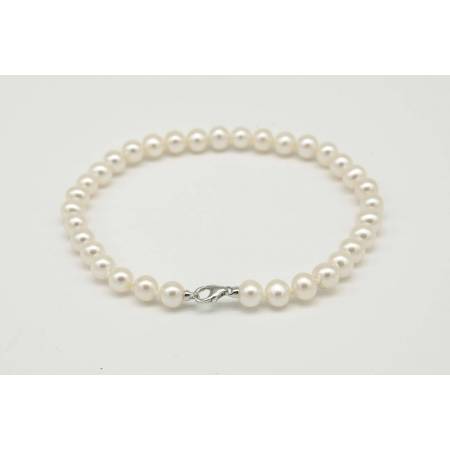 BRACCIALE DI PERLE ACQUA SALATA MILUNA Con Chiusura In ORO BIANCO 18 KT 1MPS657_18NLB94 - 1