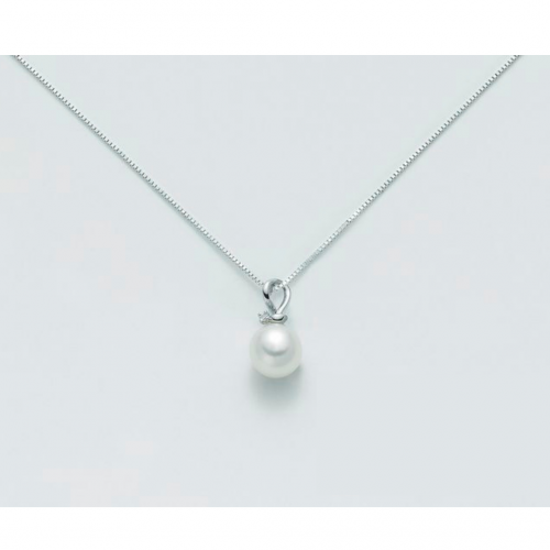 COLLANA MILUNA PERLA E DIAMANTE In Oro 9 Karati 375%/1000 PCL3165X - 1