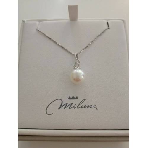 COLLANA MILUNA PERLA E DIAMANTE In Oro 9 Karati 375%/1000 PCL1880X - 1