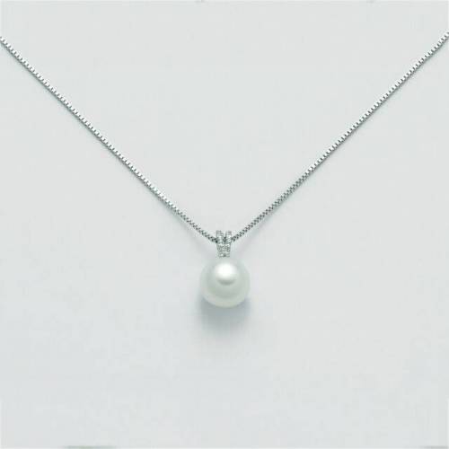 COLLANA MILUNA PERLA E DIAMANTI In Oro 9 Karati 375%/1000 PCL5706X - 1