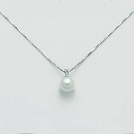 COLLANA MILUNA PERLA E DIAMANTI In Oro 9 Karati 375%/1000 PCL5706X - 1