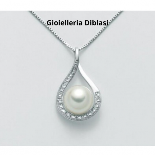 COLLANA MILUNA PERLA E DIAMANTI In Oro 9 Karati 375%/1000 PCL5169X - 1