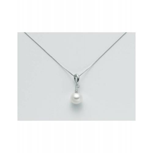 COLLANA MILUNA PERLA E DIAMANTI In Oro 9 Karati 375%/1000 PCL4722X - 1