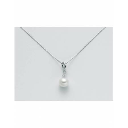 COLLANA MILUNA PERLA E DIAMANTI In Oro 9 Karati 375%/1000 PCL4722X - 1
