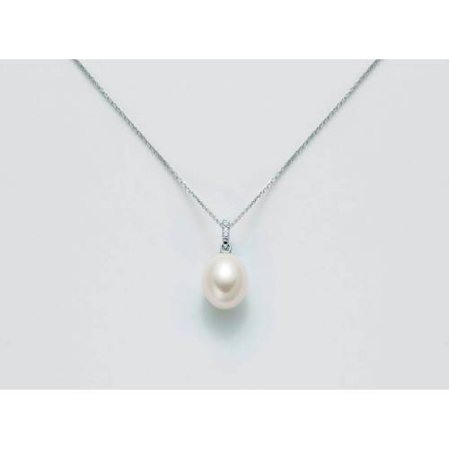 COLLANA MILUNA PERLA E DIAMANTE In Oro 9 Karati 375%/1000 PCL5830X - 1