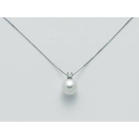 COLLANA MILUNA PERLA E DIAMANTE In Oro 18 Karati 750%/1000 PCL3932 - 1