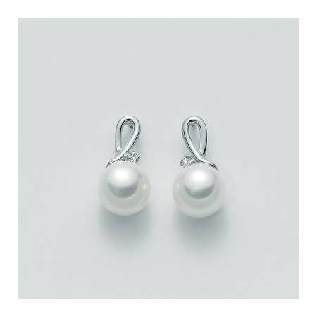 ORECCHINI MILUNA PERLE E DIAMANTI In Oro 9 Karati 375%/1000 PER1096X - 1