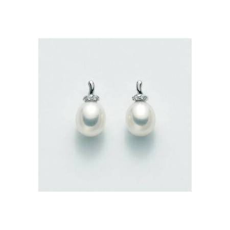 ORECCHINI MILUNA PERLE E DIAMANTI In Oro 9 Karati 375%/1000 PER1929X - 1