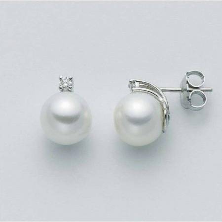 ORECCHINI MILUNA PERLE E DIAMANTI In Oro 18 Karati 750%/1000 PER1777 - 1