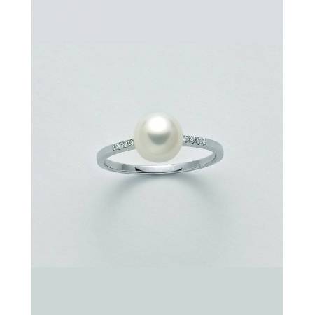 ANELLO MILUNA Con PERLA E DIAMANTI In Oro 9 Karati 375%/1000 PLI1594X - 1