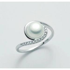 ANELLO MILUNA Con PERLA E DIAMANTI In Oro 9 Karati 375%/1000 PLI1549X - 1