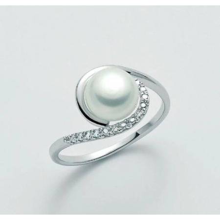 ANELLO MILUNA Con PERLA E DIAMANTI In Oro 9 Karati 375%/1000 PLI1549X - 1