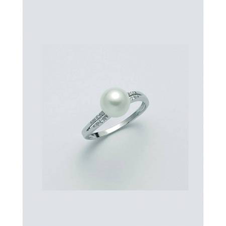 ANELLO MILUNA Con PERLA E DIAMANTI In Oro 9 Karati 375%/1000 PLI1619X - 1