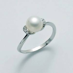 ANELLO MILUNA Con PERLA E DIAMANTI In Oro 9 Karati 375%/1000 PLI1437X - 1