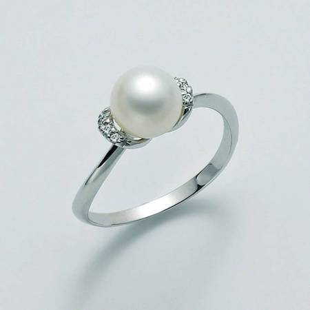 ANELLO MILUNA Con PERLA E DIAMANTI In Oro 9 Karati 375%/1000 PLI1437X - 1