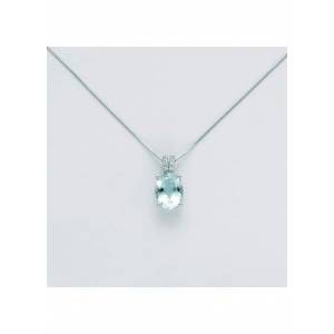 COLLANA MILUNA ACQUAMARINA E DIAMANTI In Oro Bianco 18 KT 750%/1000 CLD4210 - 1