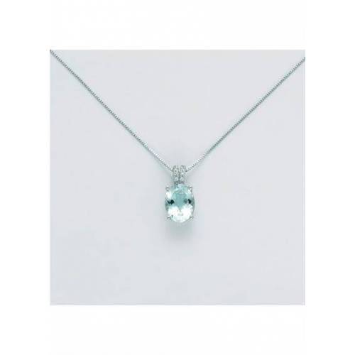 COLLANA MILUNA ACQUAMARINA E DIAMANTI In Oro Bianco 18 KT 750%/1000 CLD4210 - 1