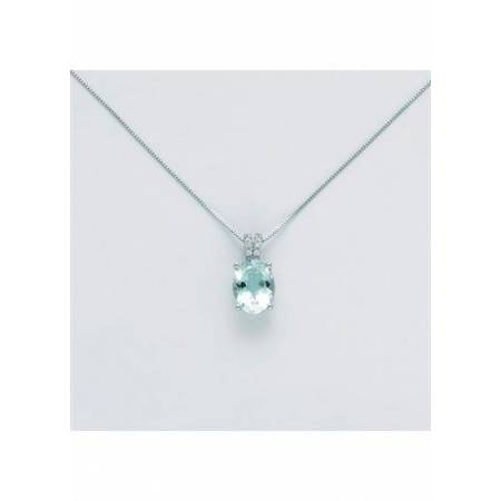 COLLANA MILUNA ACQUAMARINA E DIAMANTI In Oro Bianco 18 KT 750%/1000 CLD4210 - 1
