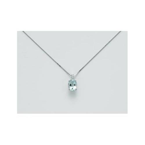 COLLANA MILUNA ACQUAMARINA E DIAMANTI In Oro Bianco 18 KT 750%/1000 CLD4135 - 1