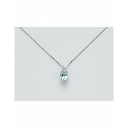COLLANA MILUNA ACQUAMARINA E DIAMANTI In Oro Bianco 18 KT 750%/1000 CLD4135 - 1