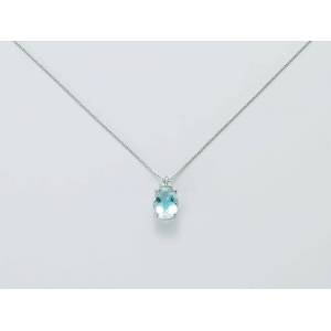 COLLANA MILUNA ACQUAMARINA E DIAMANTI In Oro Bianco 18 KT 750%/1000 CLD3885 - 1