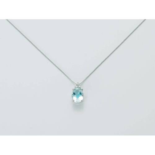 COLLANA MILUNA ACQUAMARINA E DIAMANTI In Oro Bianco 18 KT 750%/1000 CLD3885 - 1