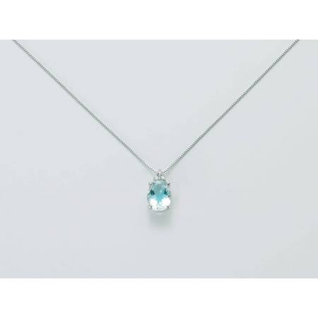 COLLANA MILUNA ACQUAMARINA E DIAMANTI In Oro Bianco 18 KT 750%/1000 CLD3885 - 1