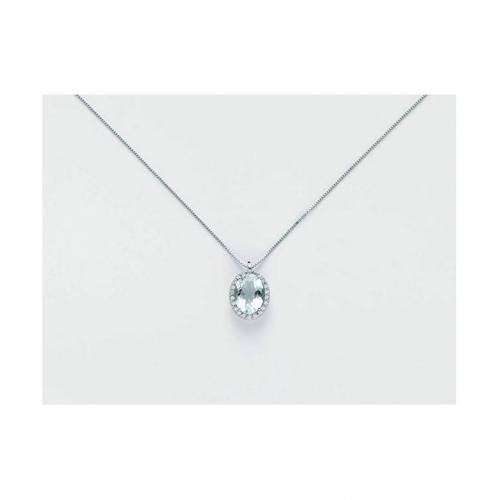 COLLANA MILUNA ACQUAMARINA E DIAMANTI In Oro Bianco 18 KT 750%/1000 CLD4127 - 1