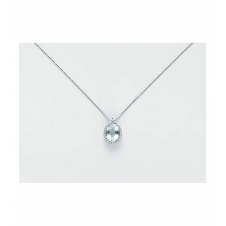 COLLANA MILUNA ACQUAMARINA E DIAMANTI In Oro Bianco 18 KT 750%/1000 CLD4127 - 1