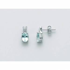 ORECCHINI MILUNA ACQUAMARINA E DIAMANTI In Oro Bianco 18 KT 750%/1000 ERD2480 - 1