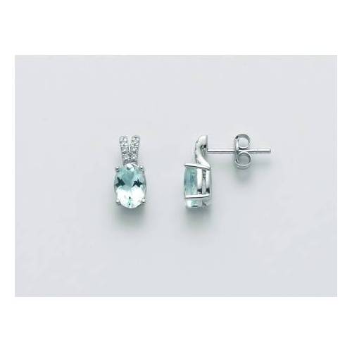 ORECCHINI MILUNA ACQUAMARINA E DIAMANTI In Oro Bianco 18 KT 750%/1000 ERD2480 - 1