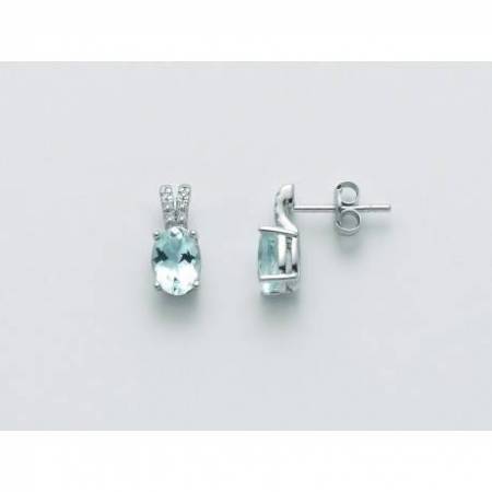 ORECCHINI MILUNA ACQUAMARINA E DIAMANTI In Oro Bianco 18 KT 750%/1000 ERD2480 - 1
