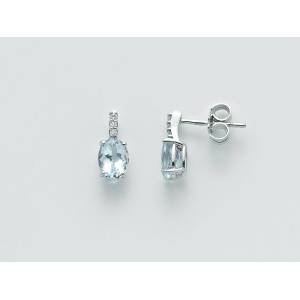 ORECCHINI MILUNA ACQUAMARINA E DIAMANTI In Oro Bianco 18 KT 750%/1000 ERD2410 - 1
