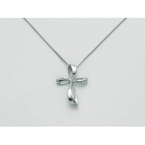 MILUNA COLLANA CROCE In Oro Bianco 18 KT 750%/1000 E DIAMANTI CLD4229 - 1