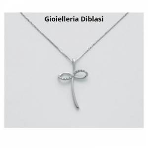 MILUNA COLLANA CROCE In Oro Bianco 18 KT 750%/1000 E DIAMANTE CLD4227 - 1