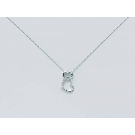 COLLANA MILUNA CUORI In Oro Bianco 9 KT 375%/1000 E DIAMANTI CLD2881X - 1