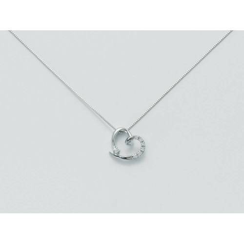 COLLANA MILUNA CUORE In Oro Bianco 9 KT 375%/1000 E DIAMANTI CLD2727-375 - 1