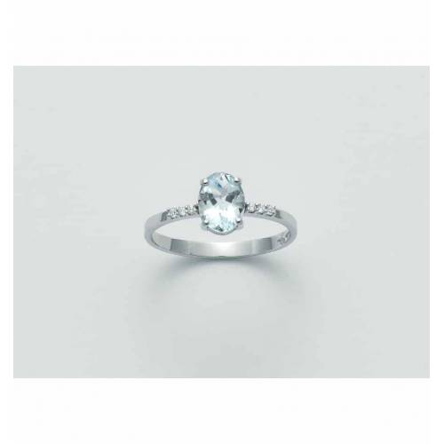 ANELLO MILUNA ACQUAMARINA E DIAMANTI Oro Bianco 18 KT 750%/1000 LID3289 - 1