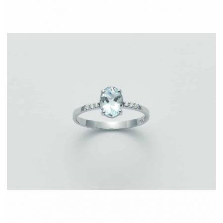 ANELLO MILUNA ACQUAMARINA E DIAMANTI Oro Bianco 18 KT 750%/1000 LID3289 - 1