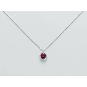COLLANA MILUNA RUBINO E DIAMANTI In Oro Bianco 18 KT 750%/1000 CLD4095 - 1
