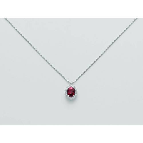 COLLANA MILUNA RUBINO E DIAMANTI In Oro Bianco 18 KT 750%/1000 CLD4095 - 1