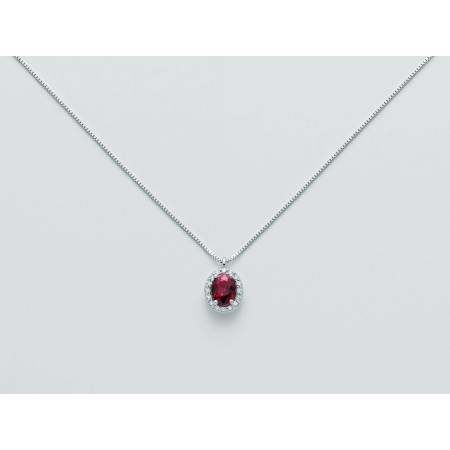 COLLANA MILUNA RUBINO E DIAMANTI In Oro Bianco 18 KT 750%/1000 CLD4095 - 1